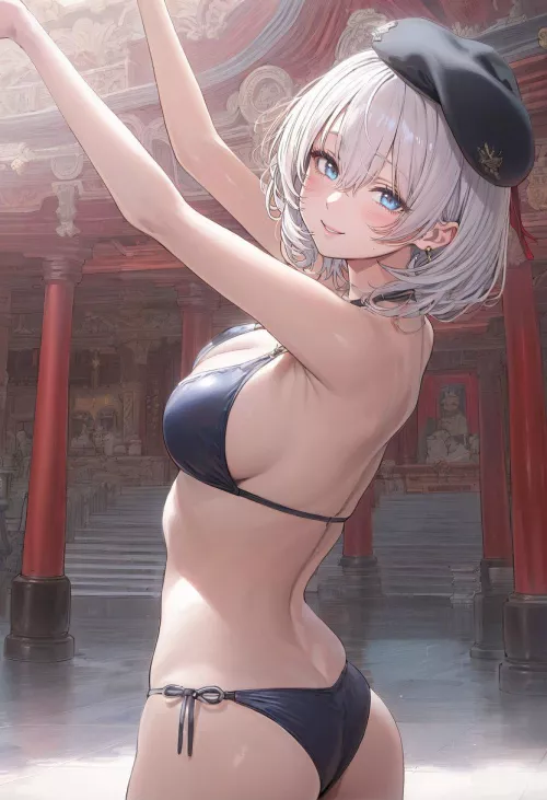 Matching Beret & Swimsuit by CheetahSperm18