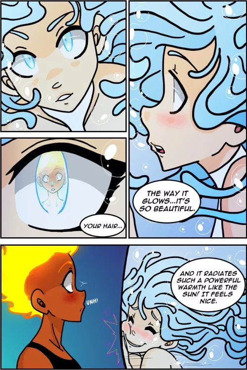 [Original] Furi was shunned her whole life because of her fire powers but now someone is finally seeing its beauty 😭💖 Also I love how each interaction Eva has seeing her fire state changes a bit more each time. First it was fear, then it was fascin by OneLayerGirl