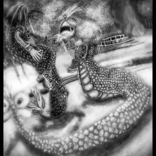 Queen Marilith and Lamia from Final Fantasy IX (own greyscale artwork) by Crazy_Dubs_Cartoons