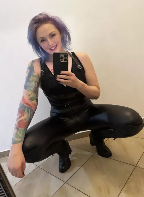 A little bit of sweetness and a lot of leather pants. by theinkedsiren1