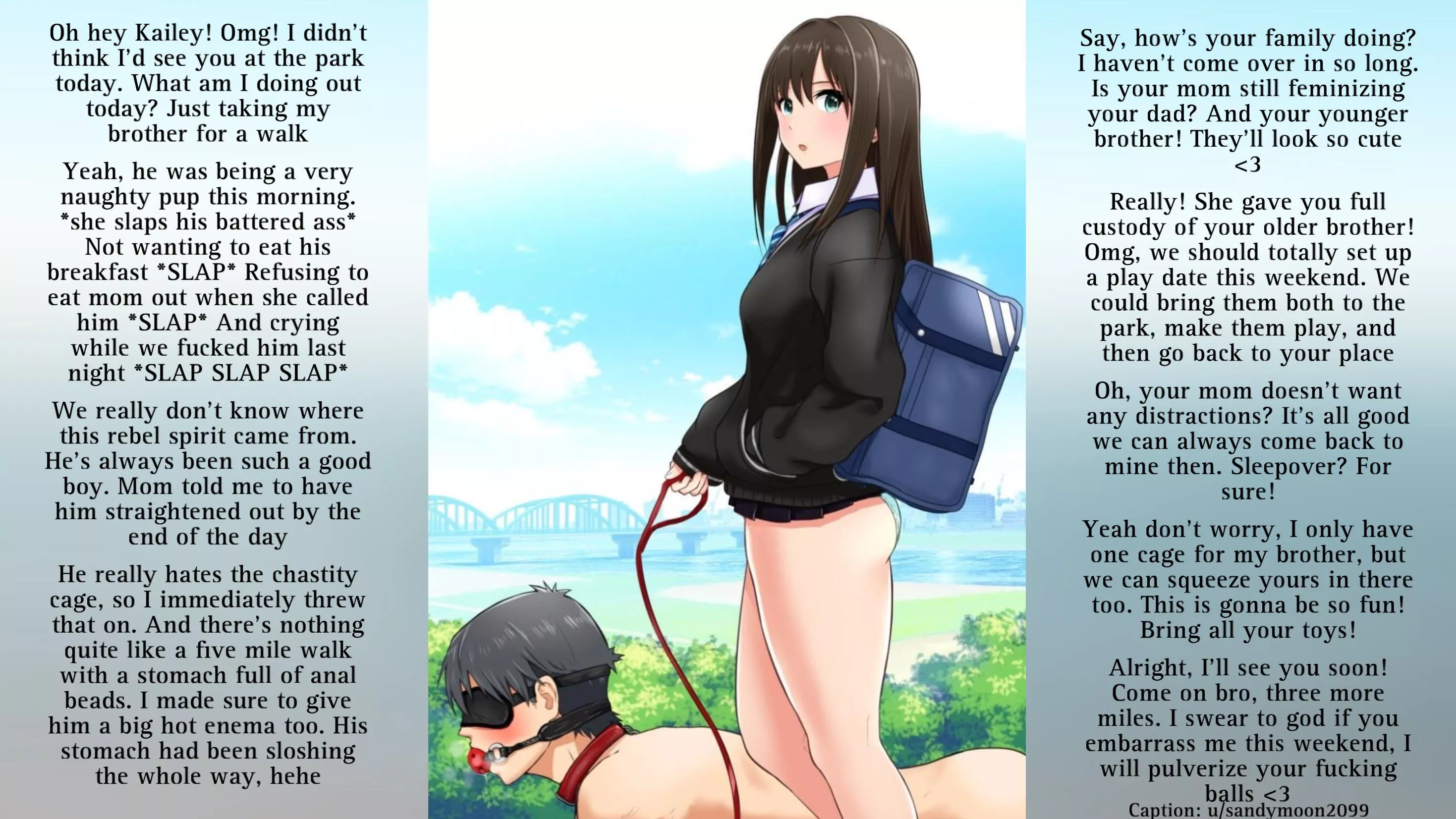 A nice walk with your sister [femdom] [slave/pet play] [incest] [feminization mentioned] [chastity] [punishment[ (artist: unknown) posted by sandymoon2099
