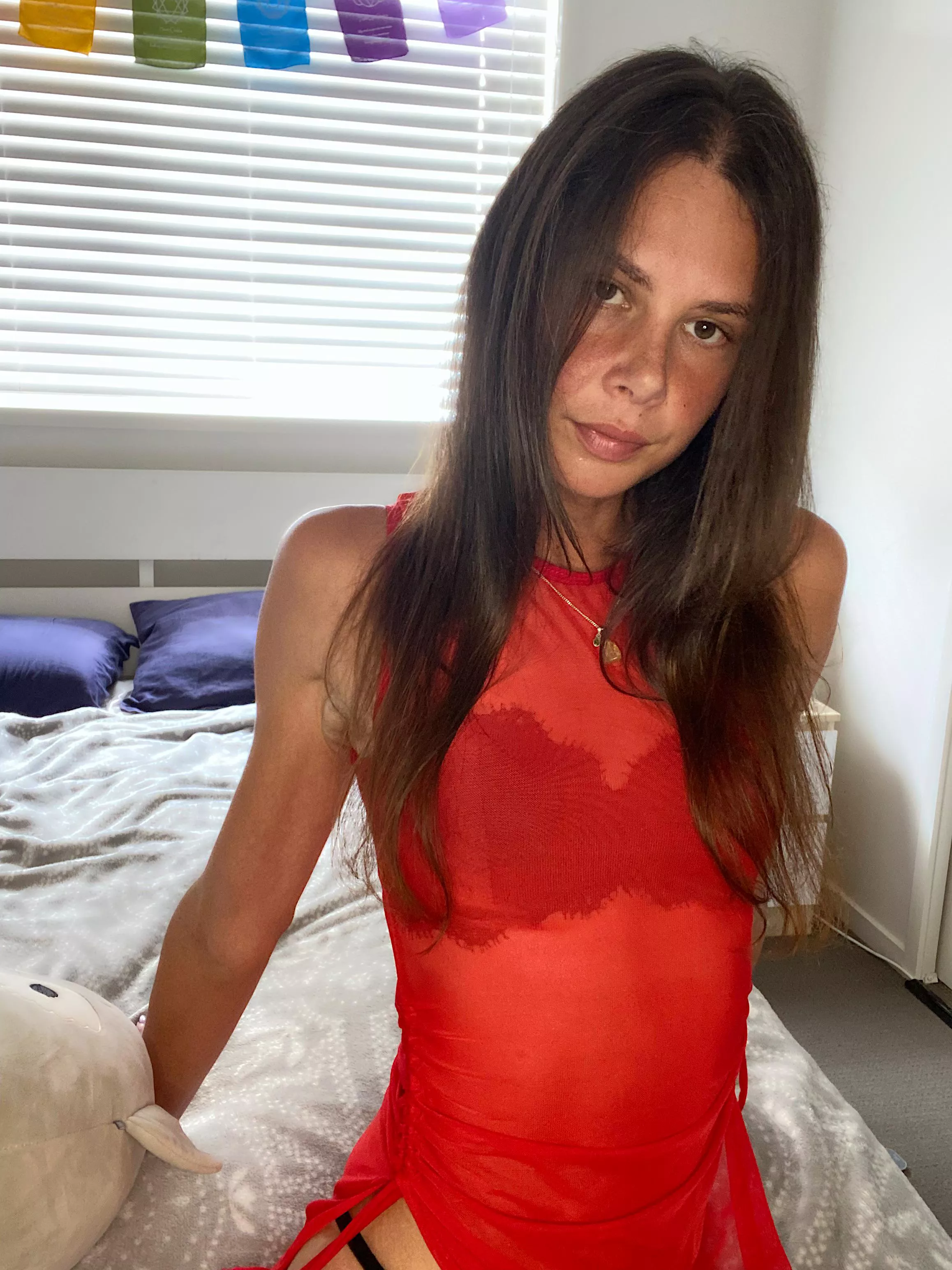 brunette in red ❤️ posted by iamdani-elle