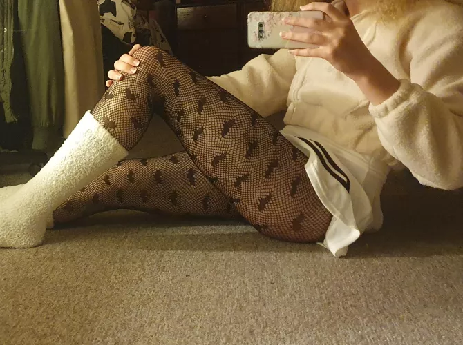 My thighs in my fav fishnets >:3 by PanAether