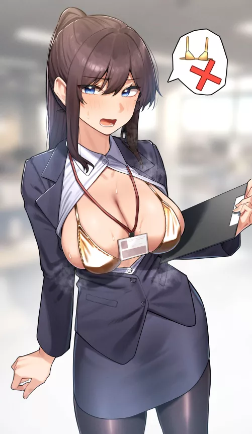 Office Lady in gold bikini by xSaviour_N