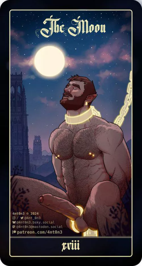 The Moon - XVIII - Tarot card [OC][My Art] by 4nt_0n3