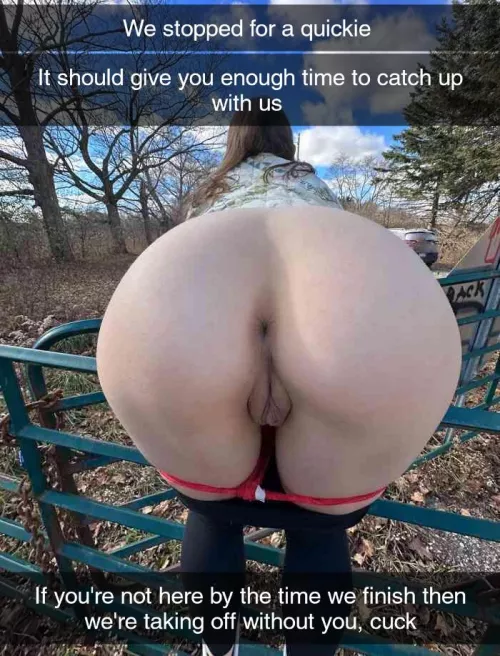 Your bull and your girlfriend kicked you out of the car and made you run after them. They stopped to give you some time to catch up by Captiondude1996