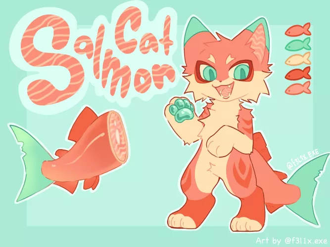 Made a salmon cat :3 PLEASE HELP ME NAME THEM (art by me) by King_charlesIII