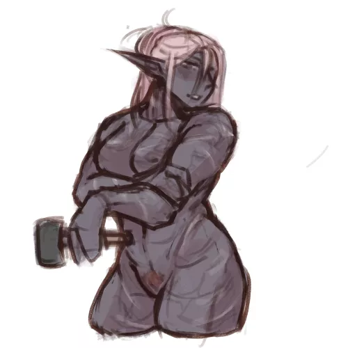 Tyrksha, Drow monk-turned-armorer by The_Grand_Autismo_