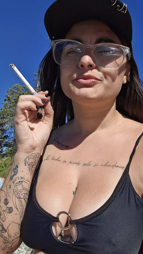 A cigarette on the beach 🌊🤭 by Yourwetbabe
