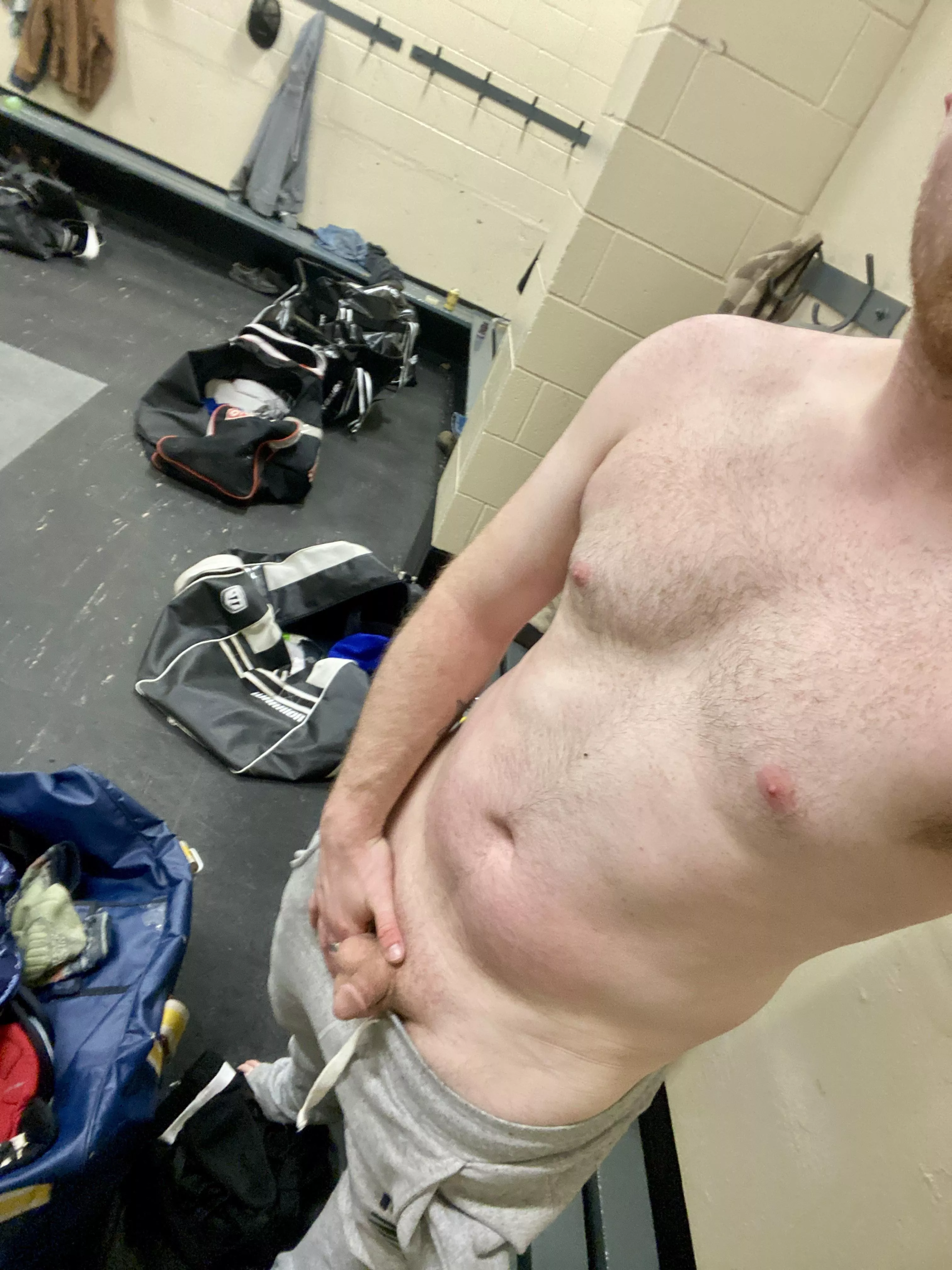 Got kicked out at hockey, figured I’d take advantage of being alone in the dressing room. posted by Cariboostoner