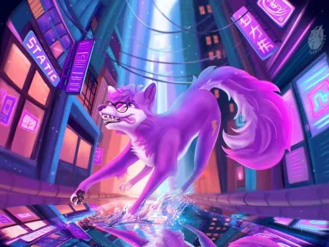 My best painting yet!🎆💜🌃 (@LuckFoxo33) by LuckFoxo33