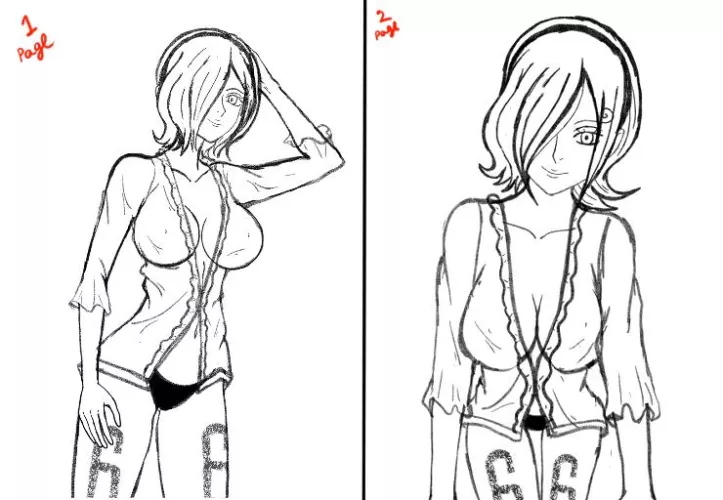 My new Vinsmoke Reiju Comics . Stage 1 . Page 1 and 2 . what do you think ? [ At first I was Going to go for a Fan art but I decided to turn it in to a comics instead] by mionder554