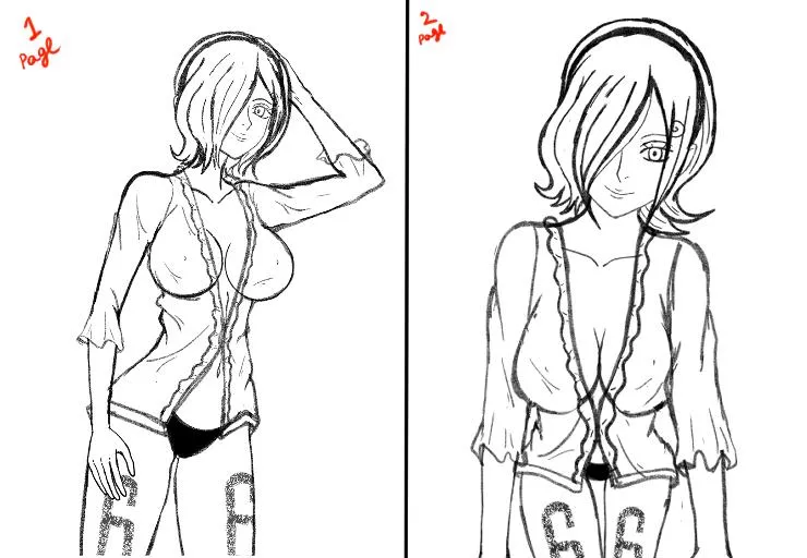 My new Vinsmoke Reiju Comics . Stage 1 . Page 1 and 2 . what do you think ? [ At first I was Going to go for a Fan art but I decided to turn it in to a comics instead] posted by mionder554