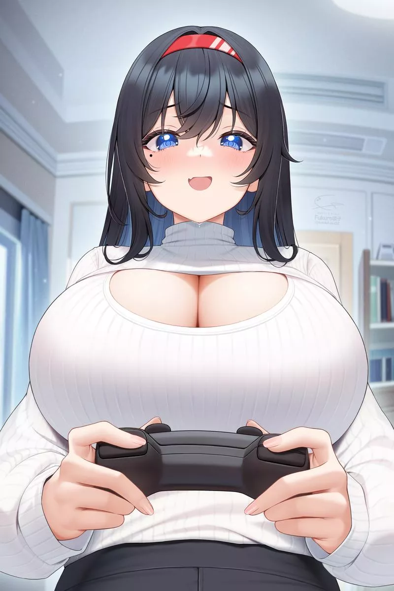 Gamer girl oppai! [fukuro] posted by ElectricPoundCake