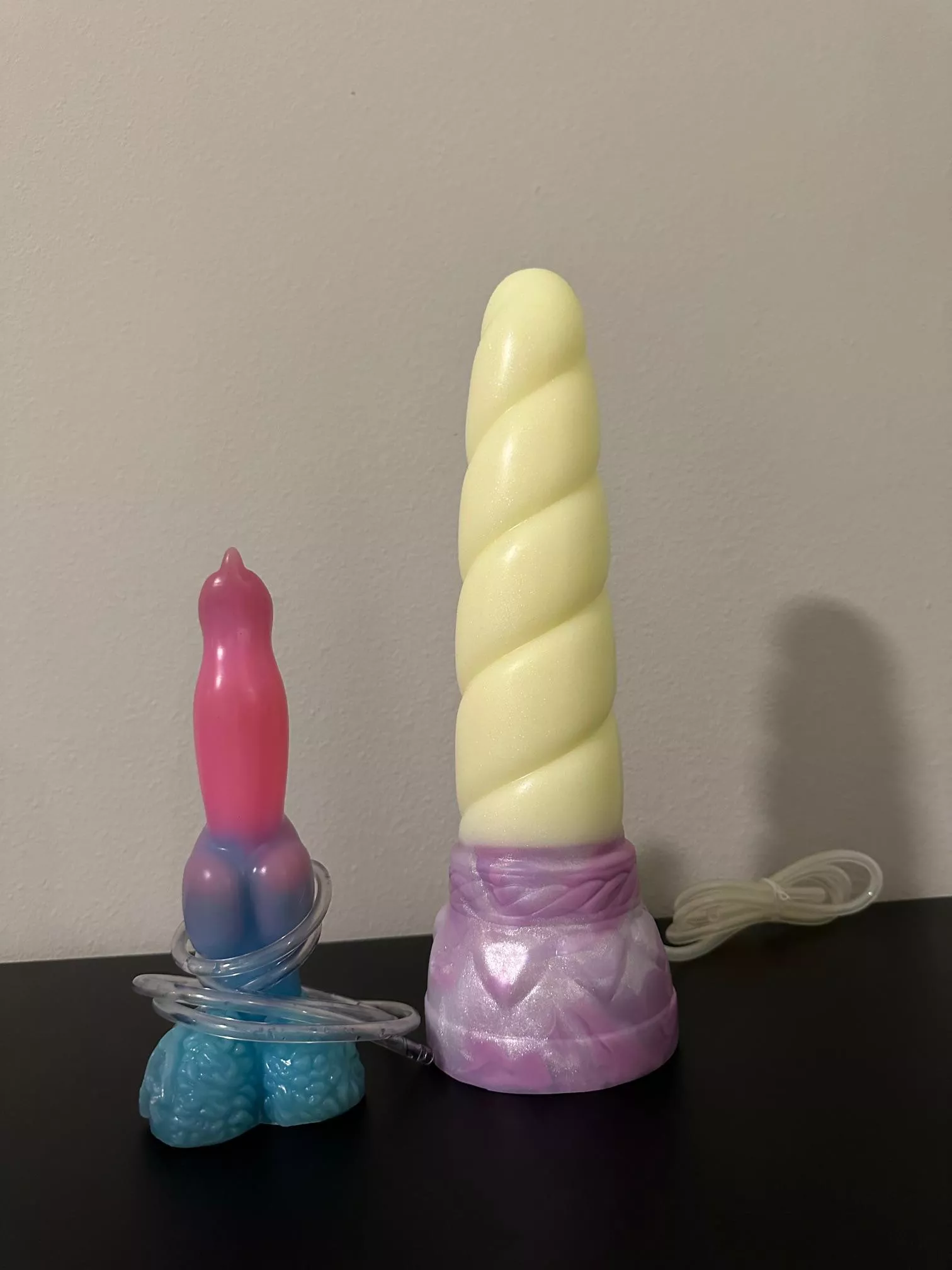 Got my first large toy in the mail today. 😳 Large Mystic (Flirty Dawg Lucky Medium for scale). Bigger than expected but I am excited. posted by AeriTheNeko