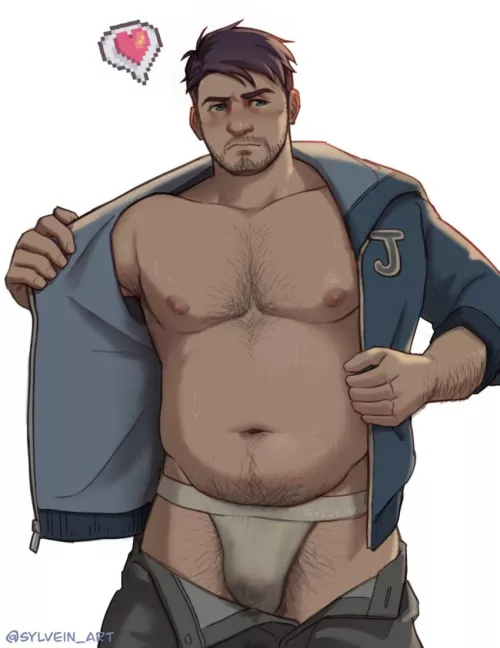 Shane taking off his jacket (@sylvein_art) by allthebara