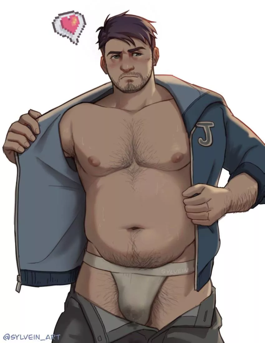 Shane taking off his jacket (@sylvein_art) posted by allthebara