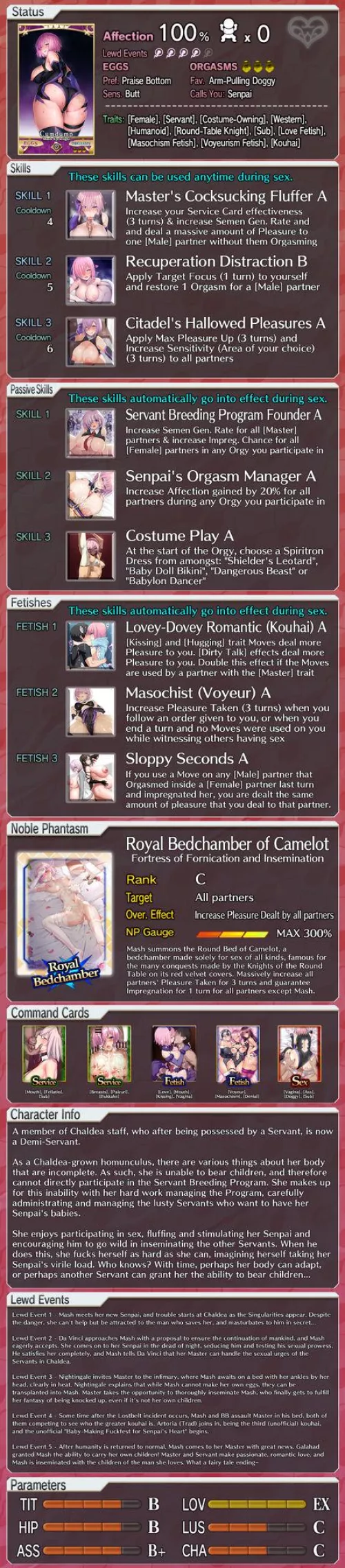 A remake of Mash's lewd profile! [FGO] [Fate] [Game Mechanics] [Impregnation] [Hetero] [Male Viewer] by swirlin2048