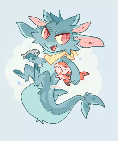 Skiff the shark derg and some fish friends🦈 [Chibi comms open!] by kazunekomori