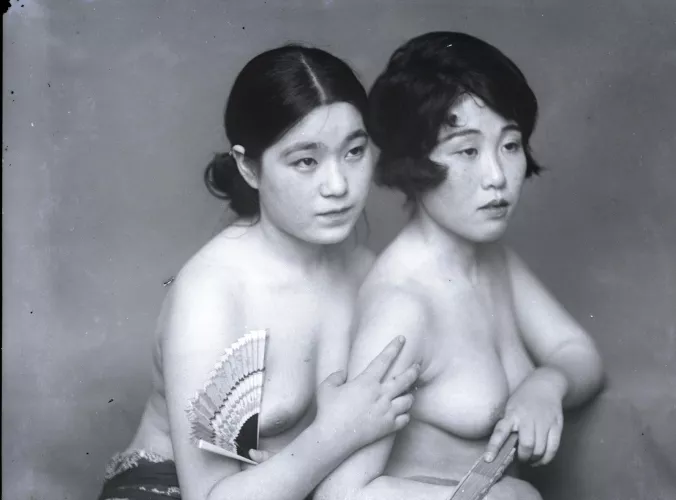 Antique nude portrait of two Japanese women (a glass negative from the 1920s) by MulciberTenebras