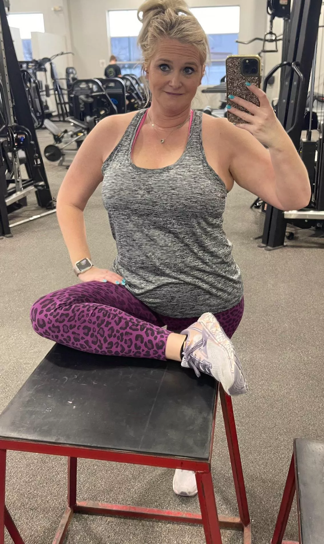 Doing some stretching to be able to do more “fun” farm work 😈😉 posted by Bustyfarmgirl