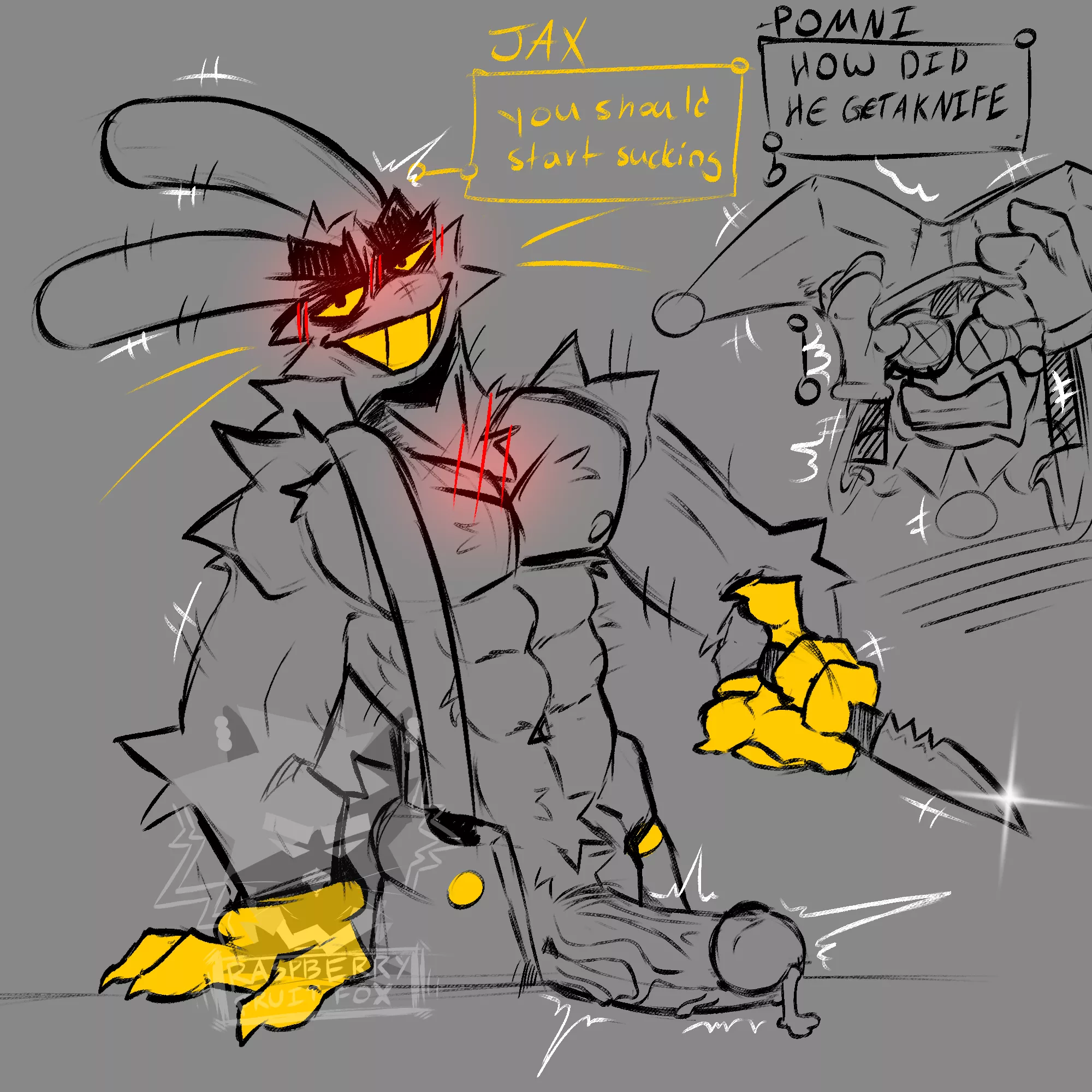 How'd he get a Knife? (Raspberry fruit Fox) posted by Accomplished_Cold241