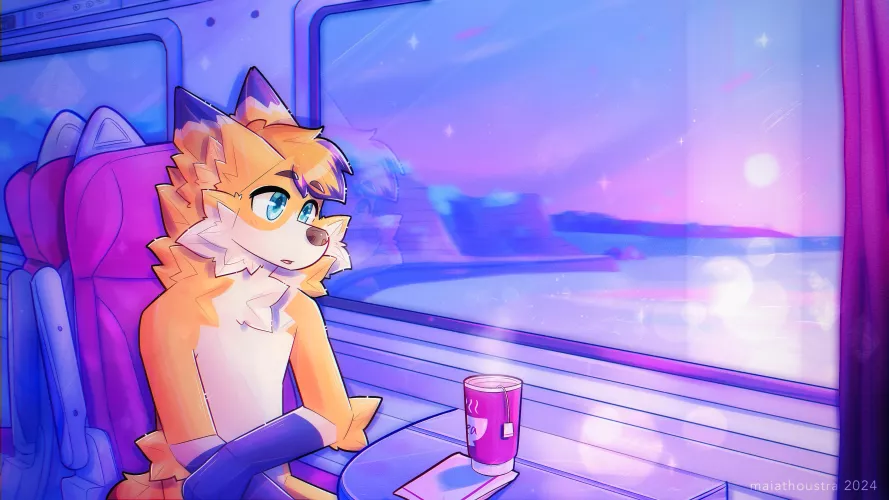 Train ride - com for spritzer, art by me @maiathoustra by maiathoustra