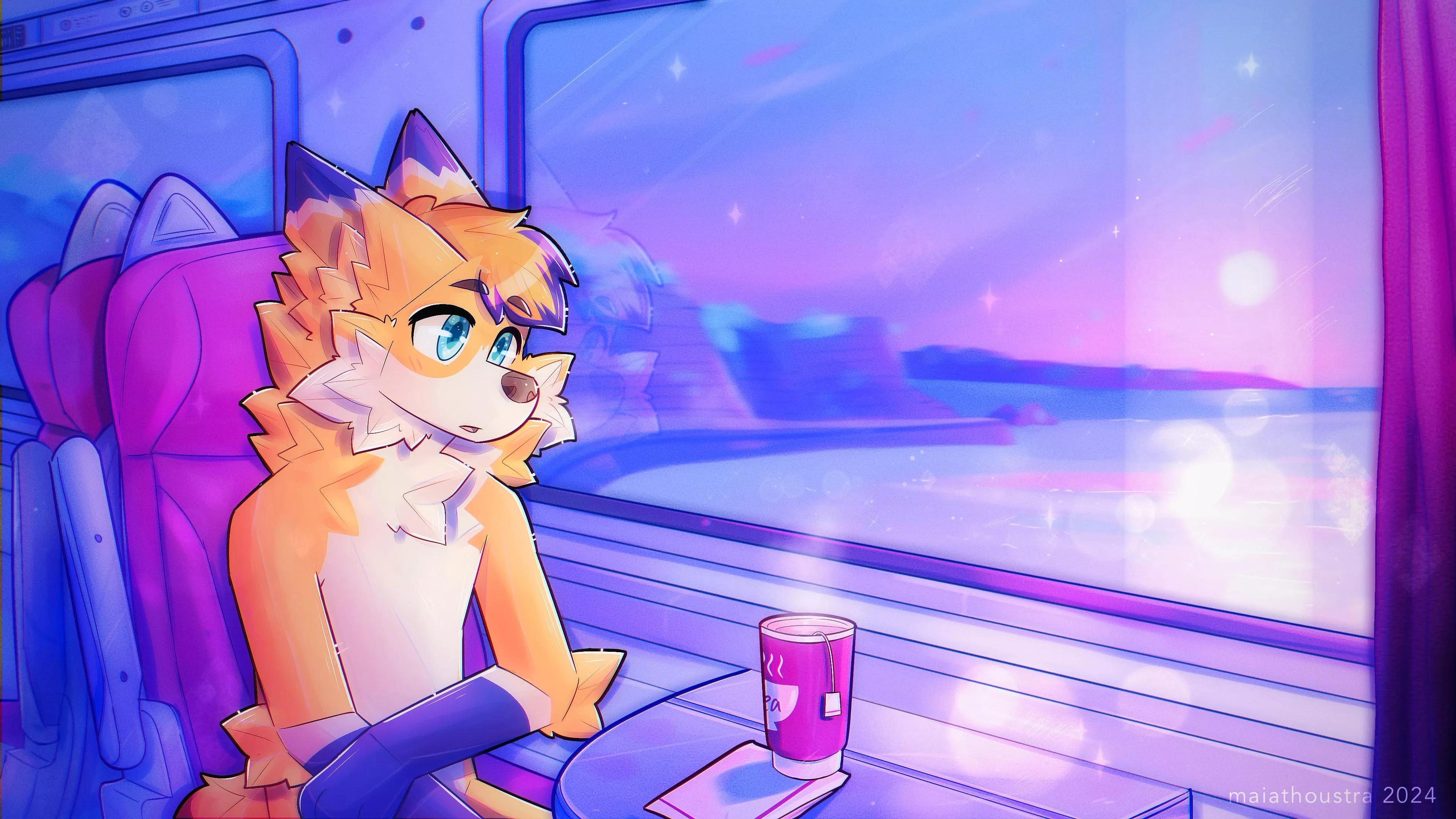 Train ride - com for spritzer, art by me @maiathoustra posted by maiathoustra