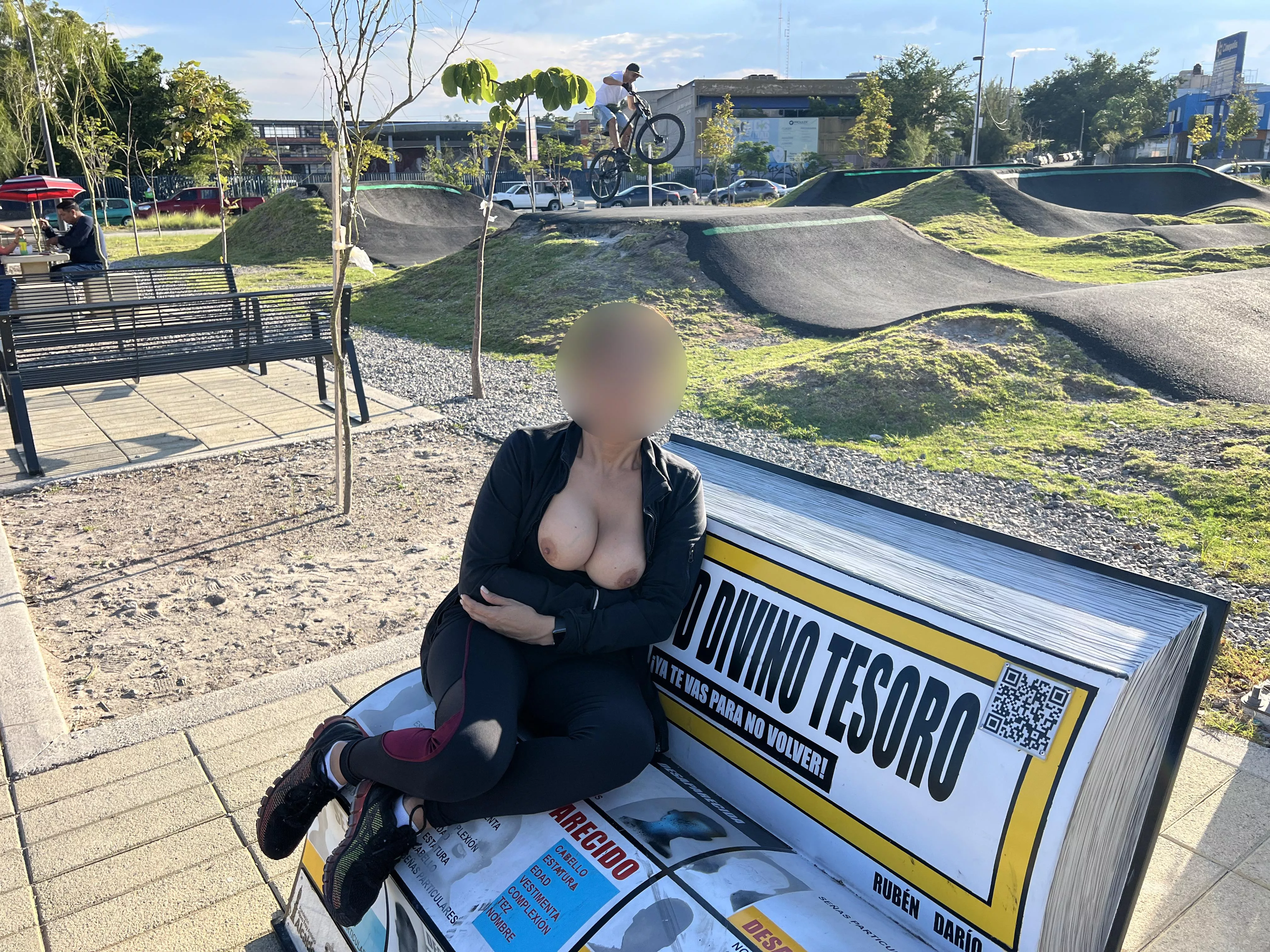 Flashing my boobs at a public bike park [F] [OC] posted by Chi_chona