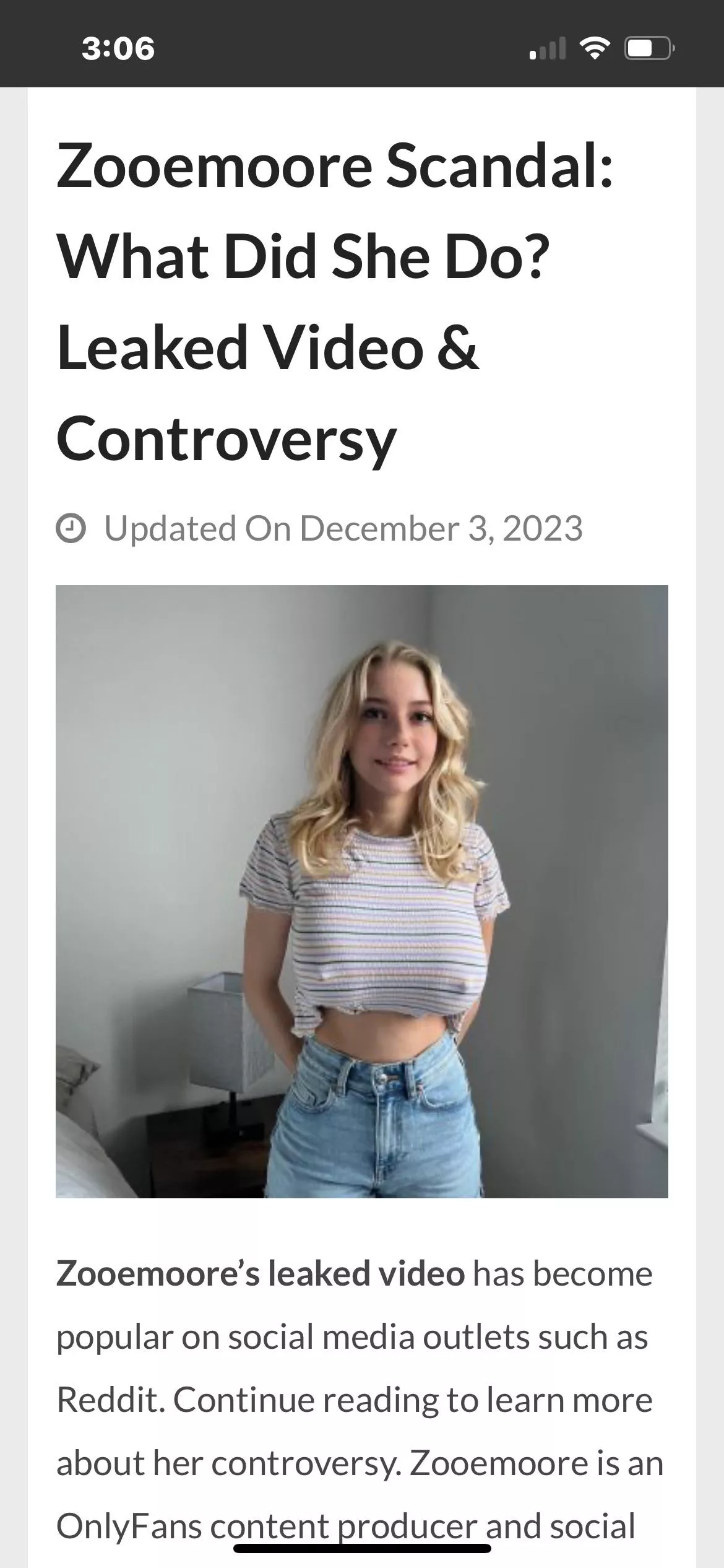 I know this is Zooe Moore, but does anyone have that leaked video? posted by neergsacul