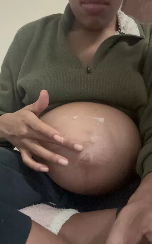 I love rubbing lotion and cum on my big belly 🤤 by False-Soil6768