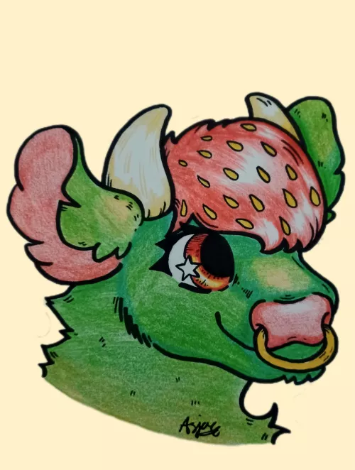 Strawberry cow! (Art by me ) by Asjacfurr