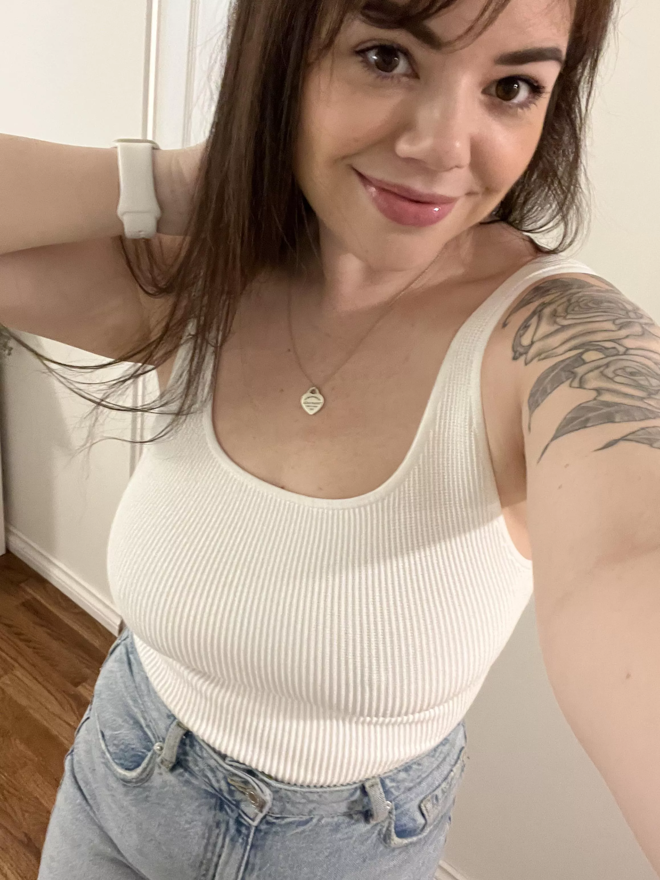 Braless in white… posted by avajadeanderson