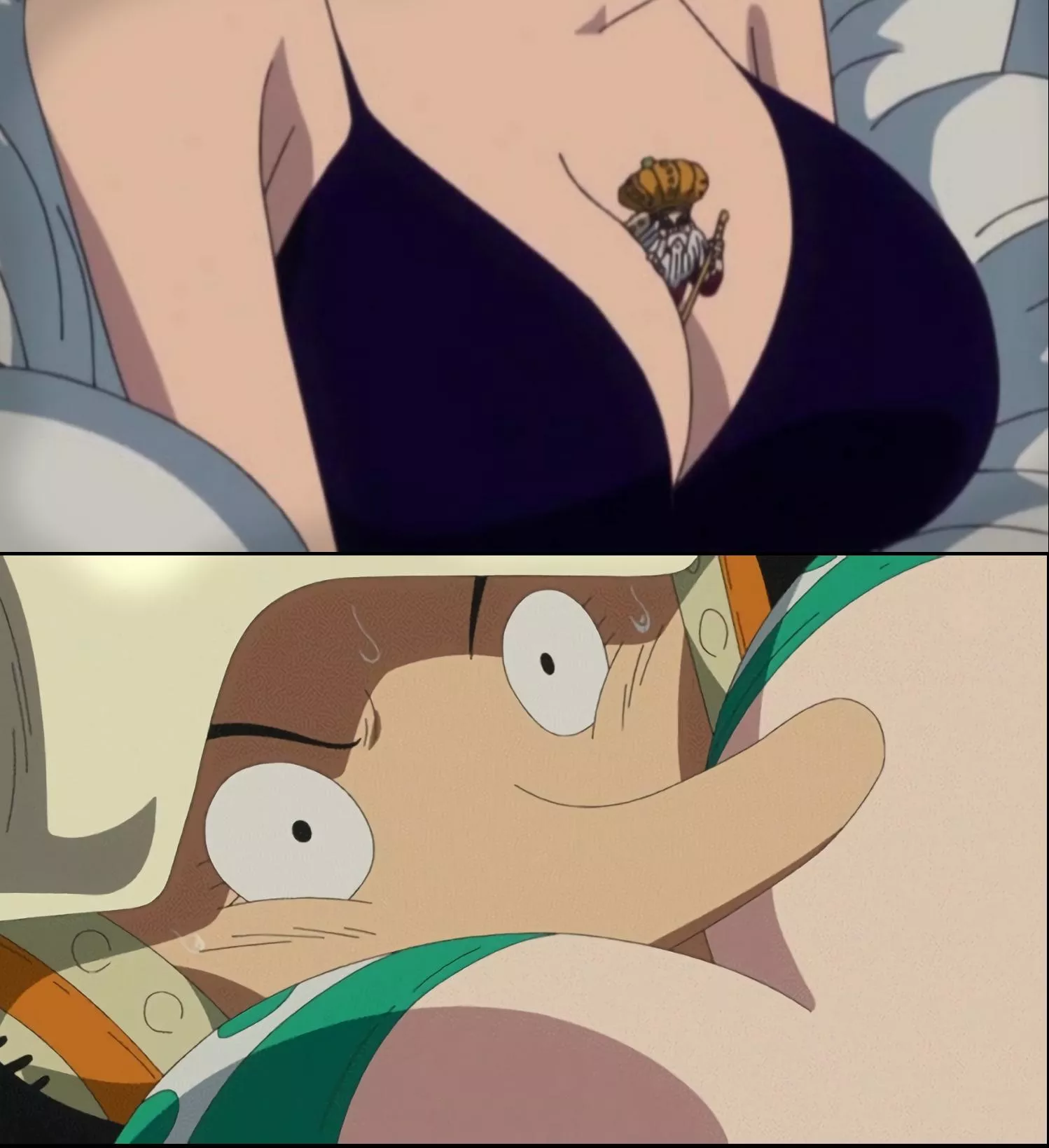 Who is luckier, Gancho snuggled inside Robin's cleavage OR Usopp getting a nosejob from Nami's tits? posted by LoreHuntre