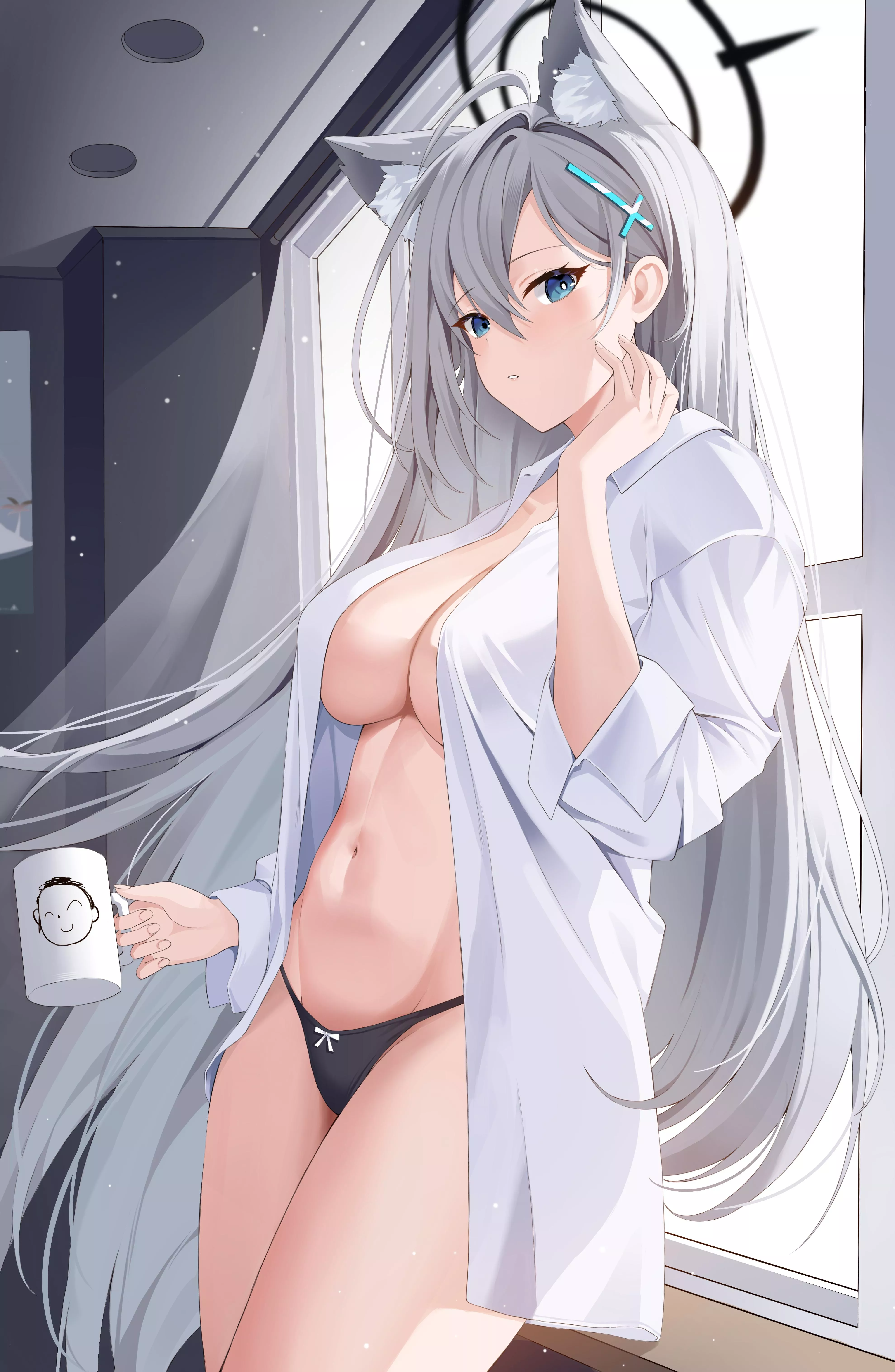 Winsome Shiroko Terror with mug (Nacho) [Blue Archive] posted by elegantloveglimmer