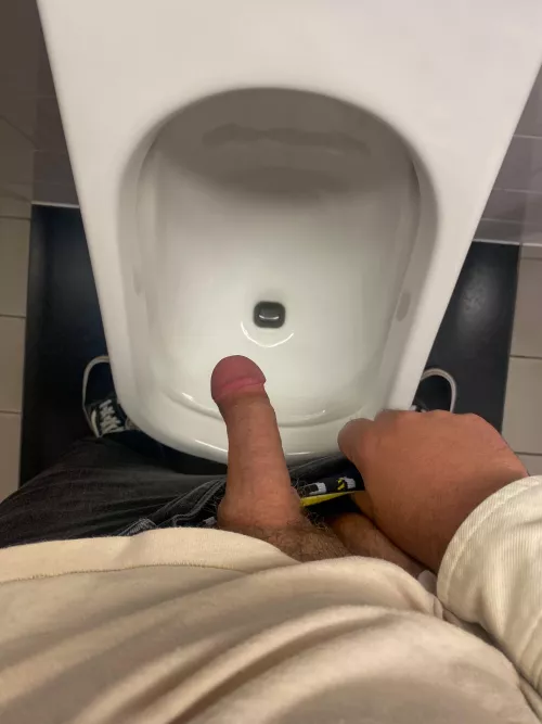 At work urinals with my soft cock out. Hoping the boss will catch a a glimpse. by Such_Investment_9933