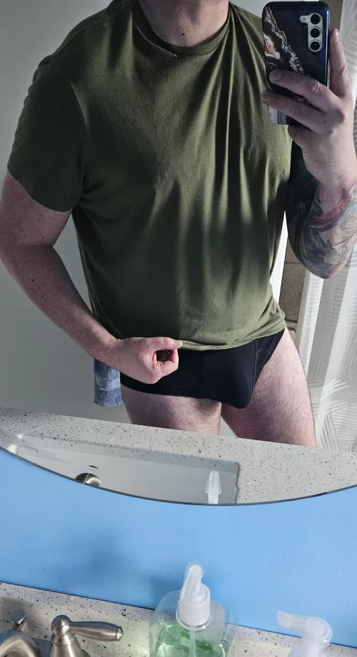 Bulging in my black briefs today. by Massive_Ad6903