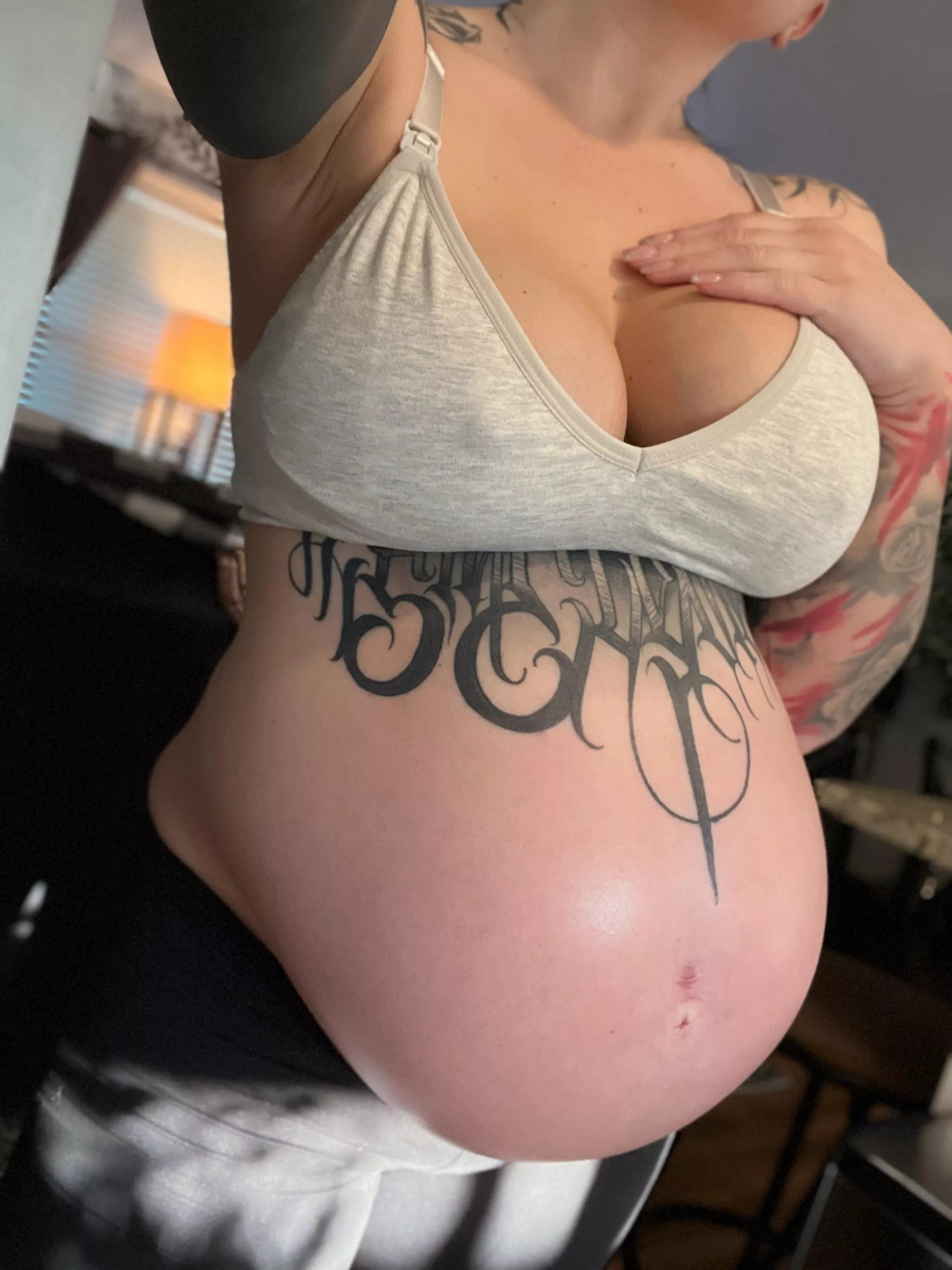 Describe my 9 month pregnant belly in 1 word. posted by raginpigletxx