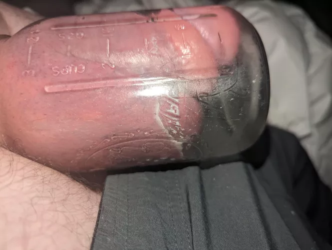 2 hours in a penis pump then 2 hours in a jar. by pumping_today