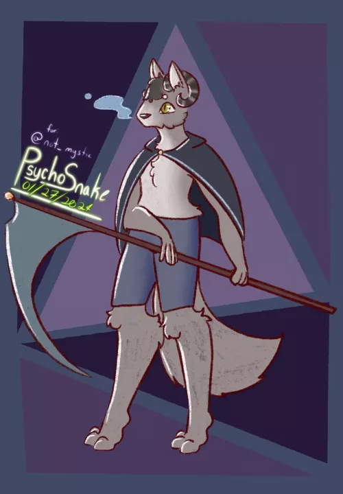 Cute little fursona I drew for somebody on tik tok, I think I did well ^^ by Psycho_Snake02