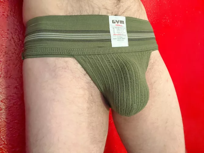Green jockstrap, front. by yousluts