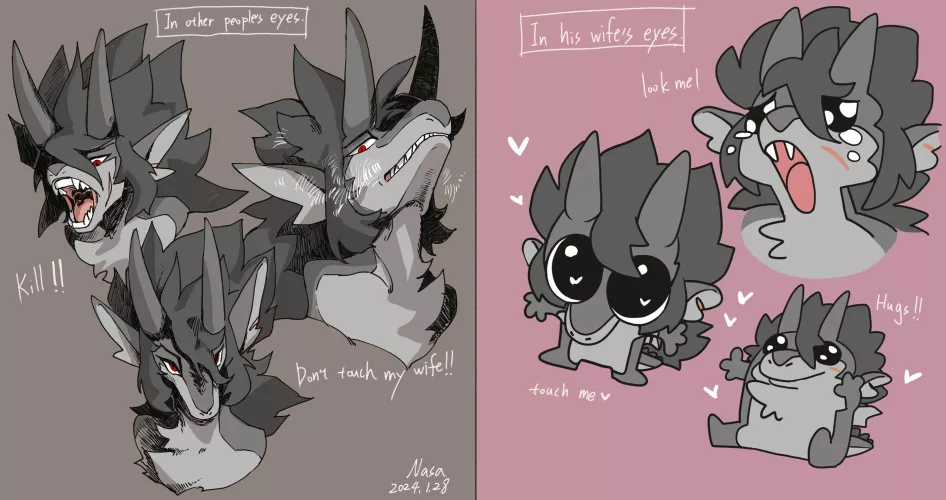 In the eyes of a lover, a fierce dragon is always a cute little baby. by FurryDragon_NASA_uwu