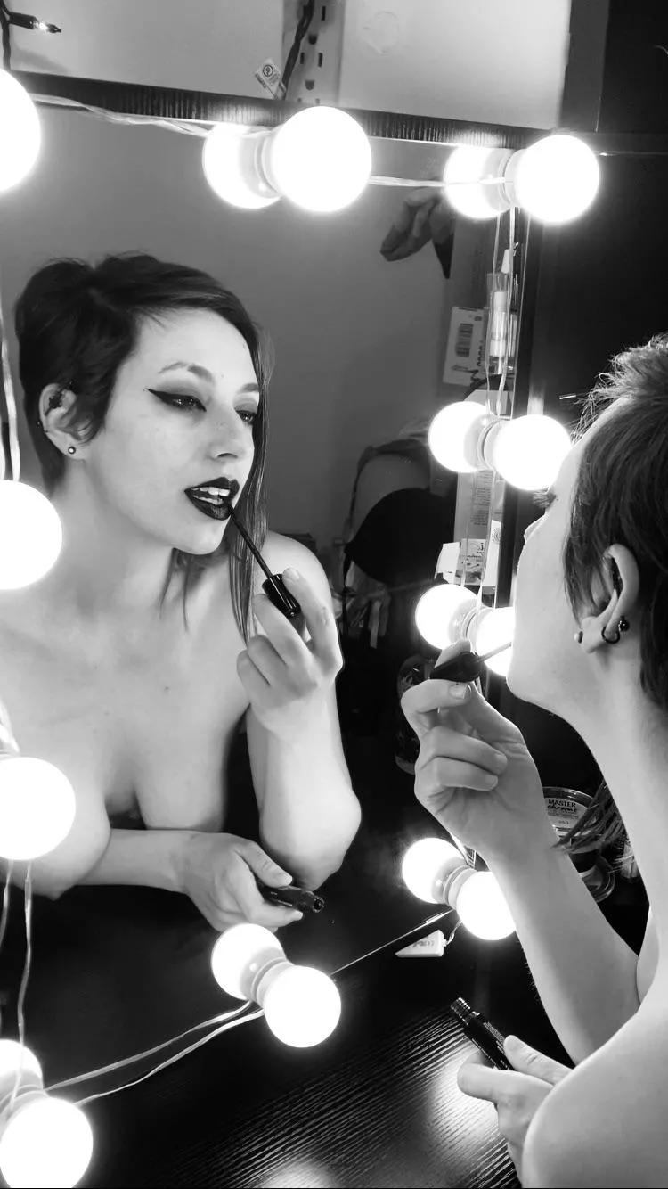 Touching up my lipstick before taking a video posted by Blue-Haze-Babe