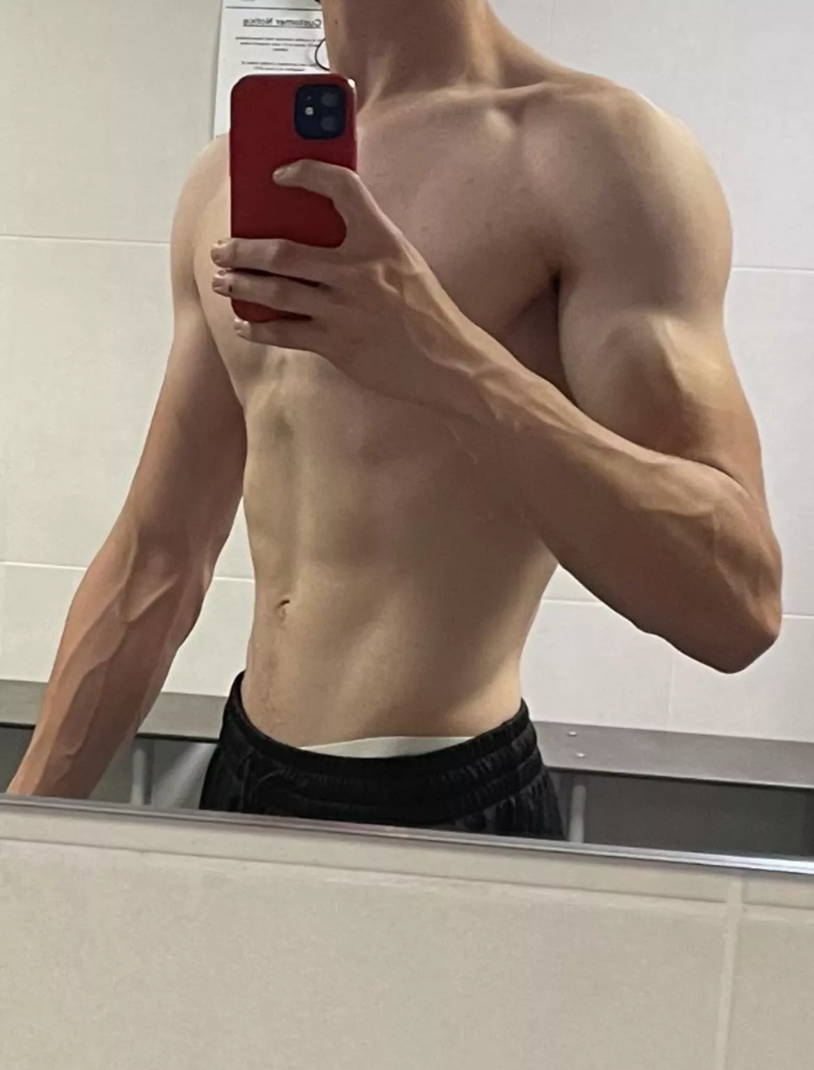Another gym selfie with my veins popping. Would you touch them? posted by Big_Banana_9609