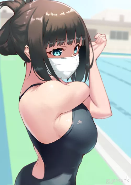 Hassu stretches herself before take Swimming Lesson [SSSS Gridman] (Jonsun) by ecchi_neko