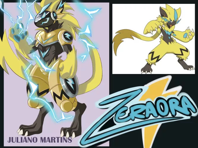 I was imagining what pokemons would be like, if they were protogens, and I ended up drawing zeraora, seriously thinking about making a series of this, what other pokemons do you think would be incredible? art by me by xul3s