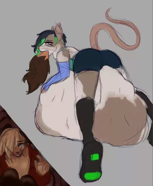 {image} playing with my food~♥︎ (drawn by me) [m/m] [furry] [small pred] by Rayu_Galaxi