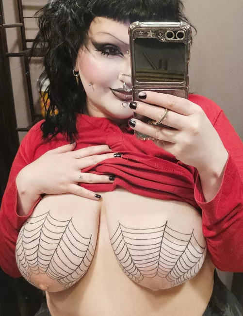 Just a horny goth slut flashing in her friends bathroom 🩶☺️ by Wicked_Webs