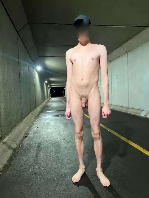 naked in a tunnel by publicpierced