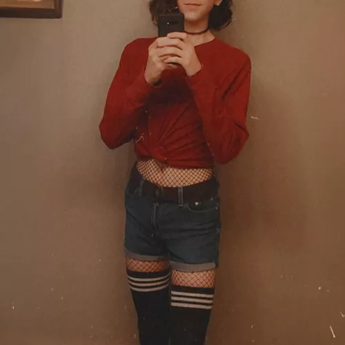 An old pic from the first time I dressed fem, still cute? 😇 by Jen_Angels